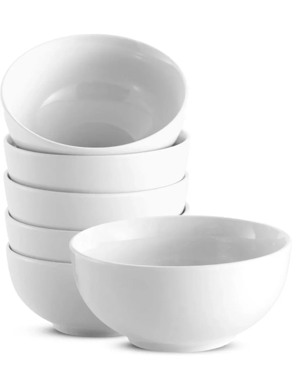 Set of 6 Deep Ceramic Soup Bowls - Microwave & Dishwasher Safe, 24 oz, White